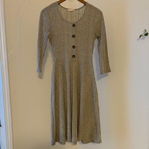 Roolee Taupe Ribbed Long Sleeve Dress
